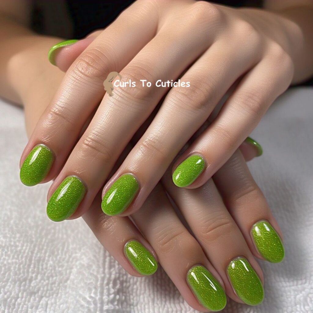 Lime Green Base Peridot inspired nail design