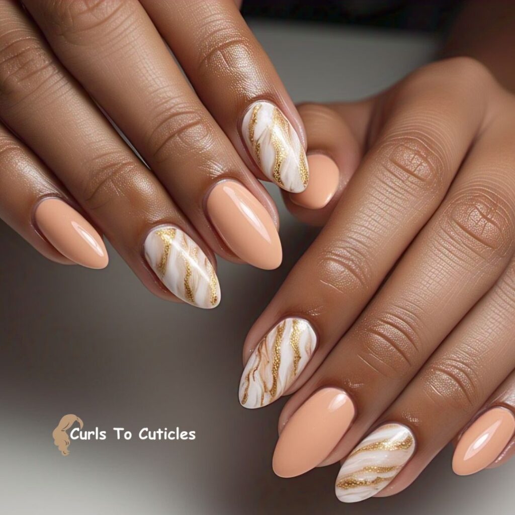 Marble Accents nude nail design