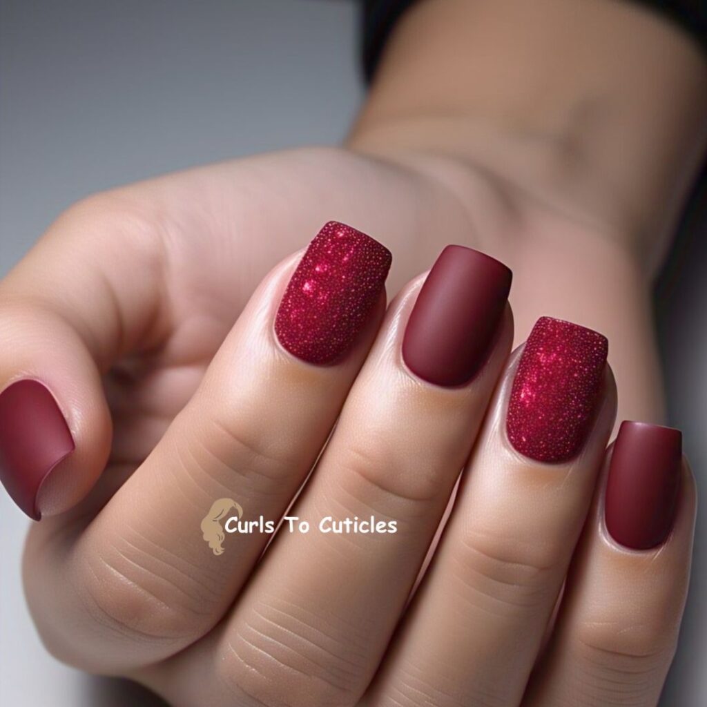 Matte Ruby Finish ruby inspired nail design