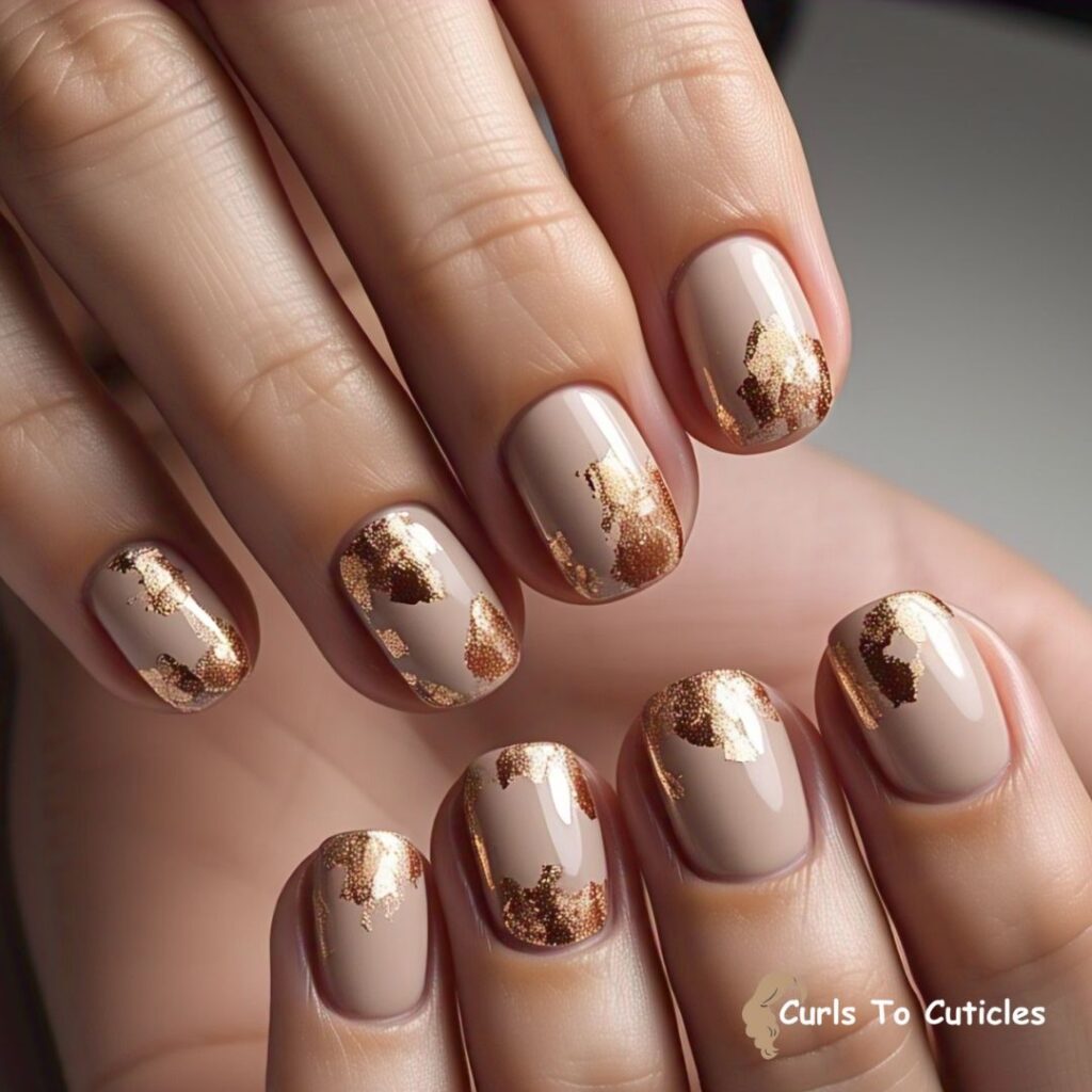 Metallic Accents Wedding Nail Design