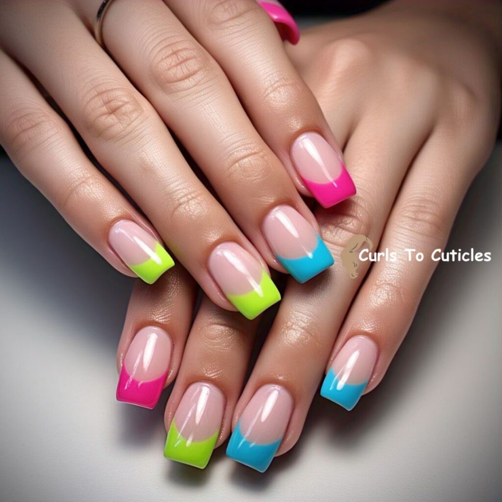 Neon French Mani summer nails design