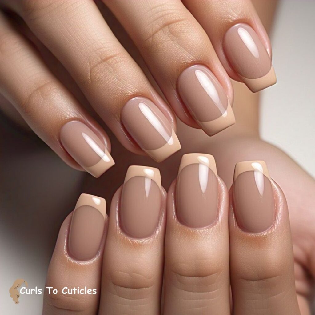 Neutral-Toned French Tips nude nail design