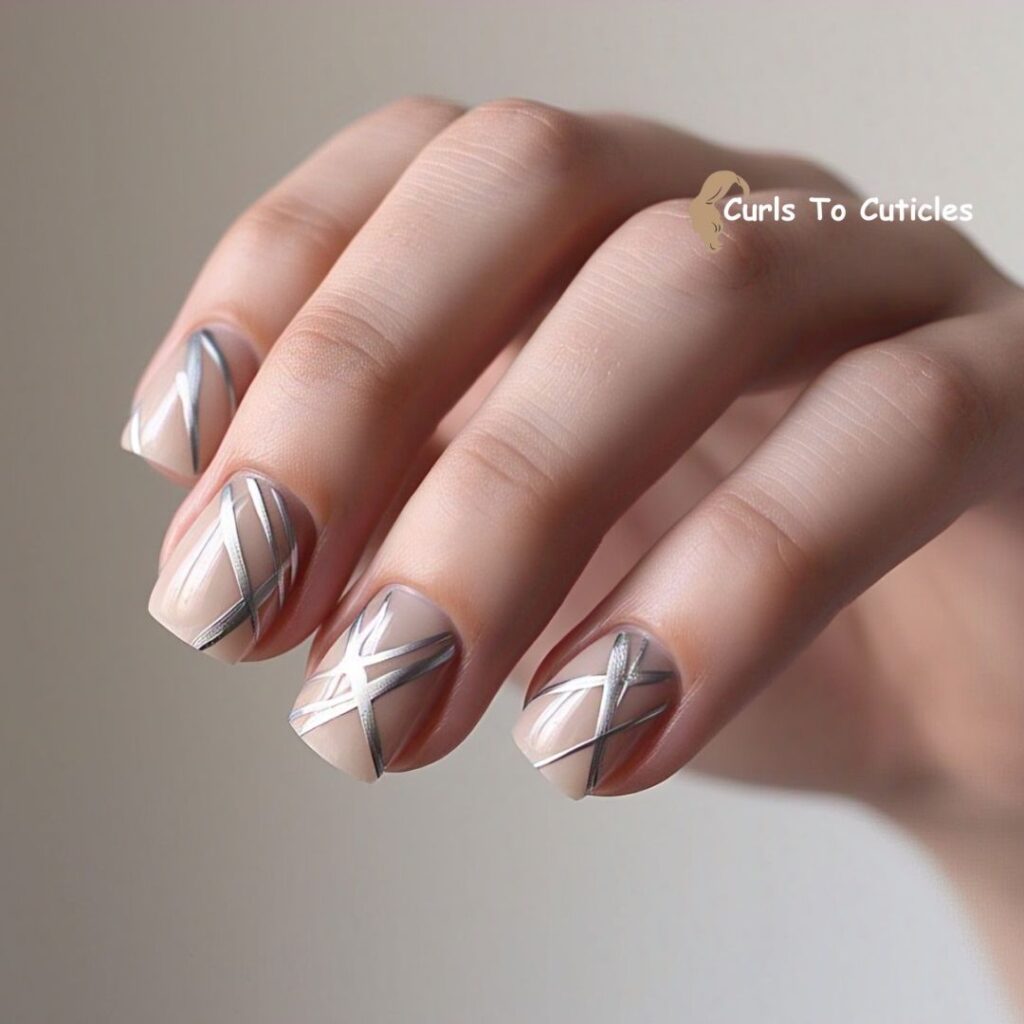 Nude and Chrome Mix trendy nails 1