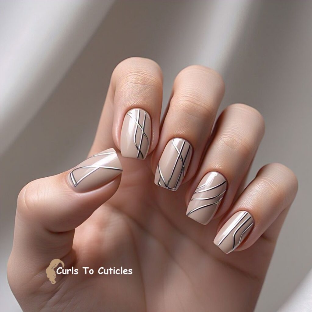 Nude and Chrome Mix trendy nails 2