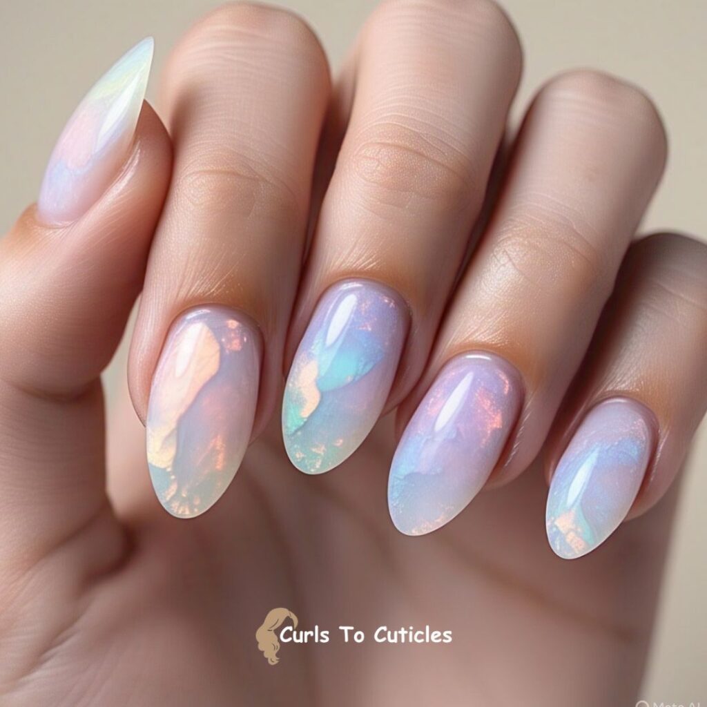 Opal Stone Texture Opal inspired nail design