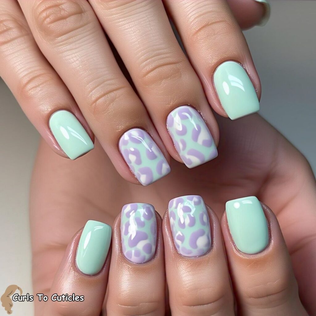 Pastel Animal Print Spring Nails Design