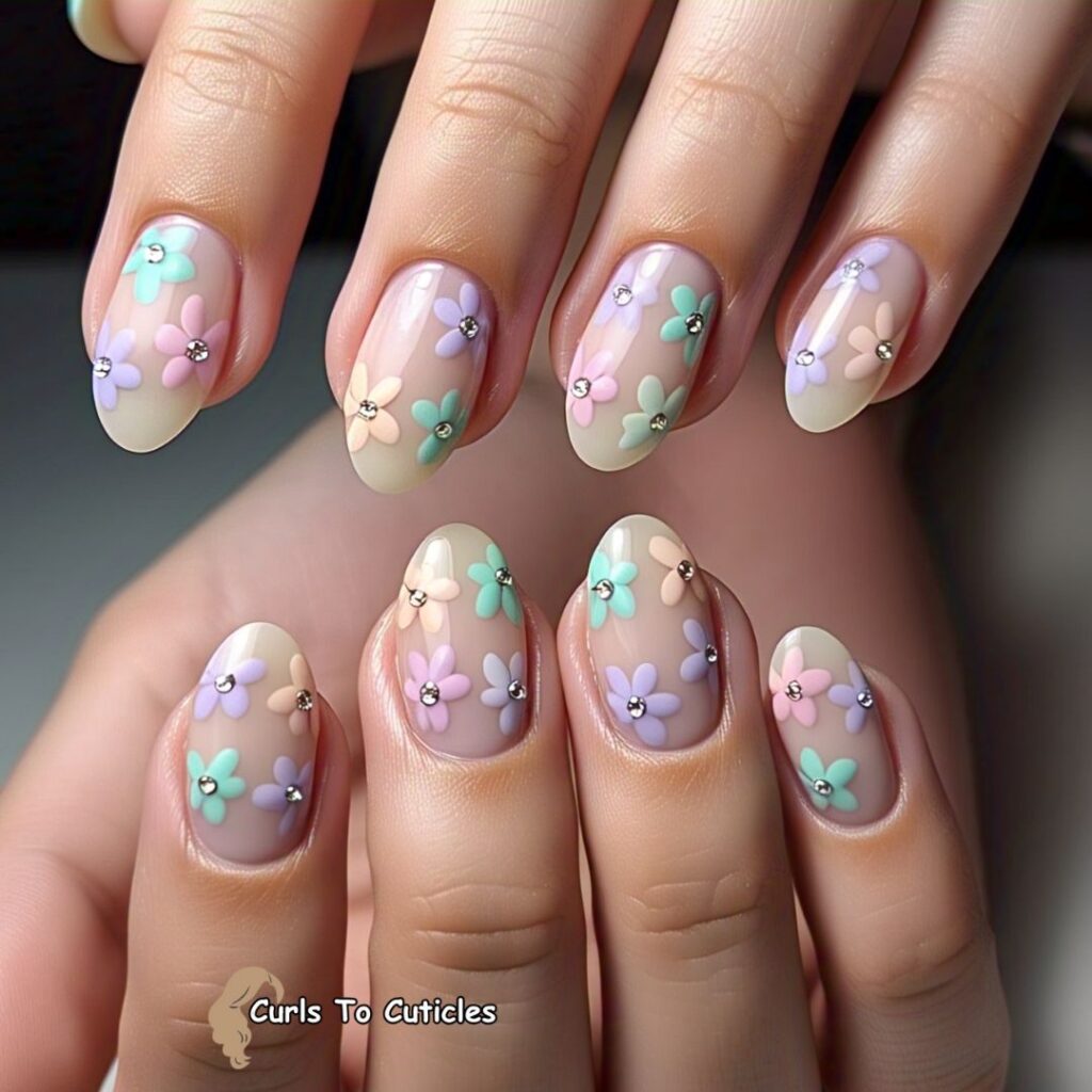 Pastel Floral Spring Nails Design