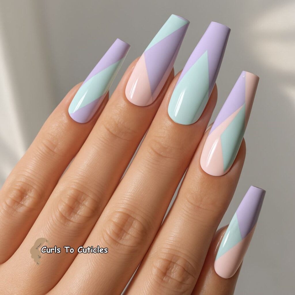 Pastel Geometric spring nail designs