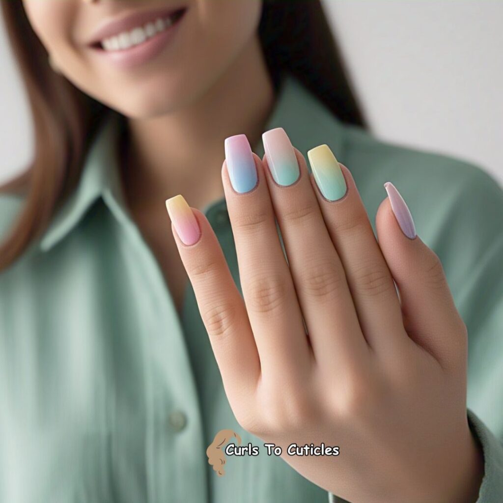 Pastel Gradient spring nail designs