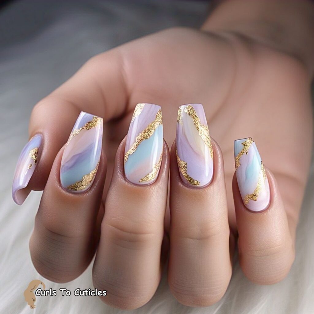 Pastel Marble spring nail designs