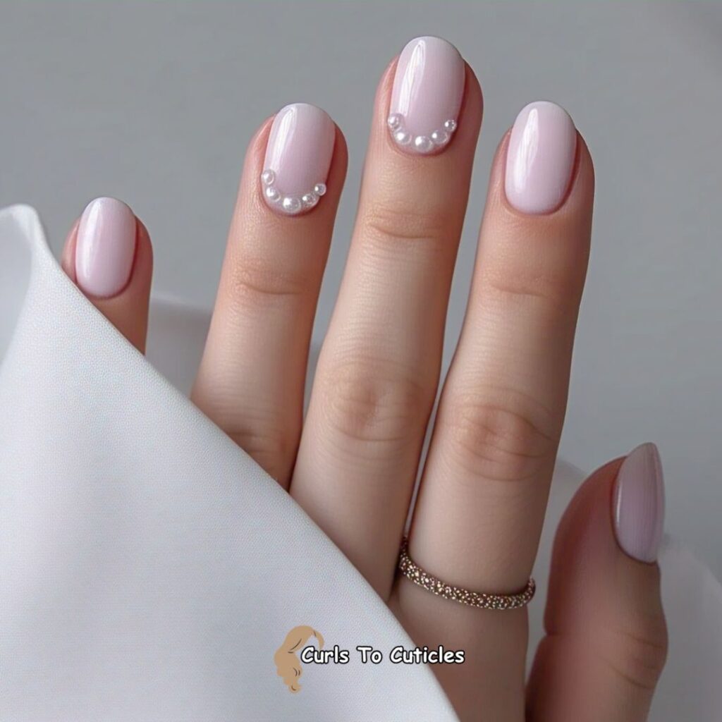 Pastel Pink with Pearl Accents spring nail designs