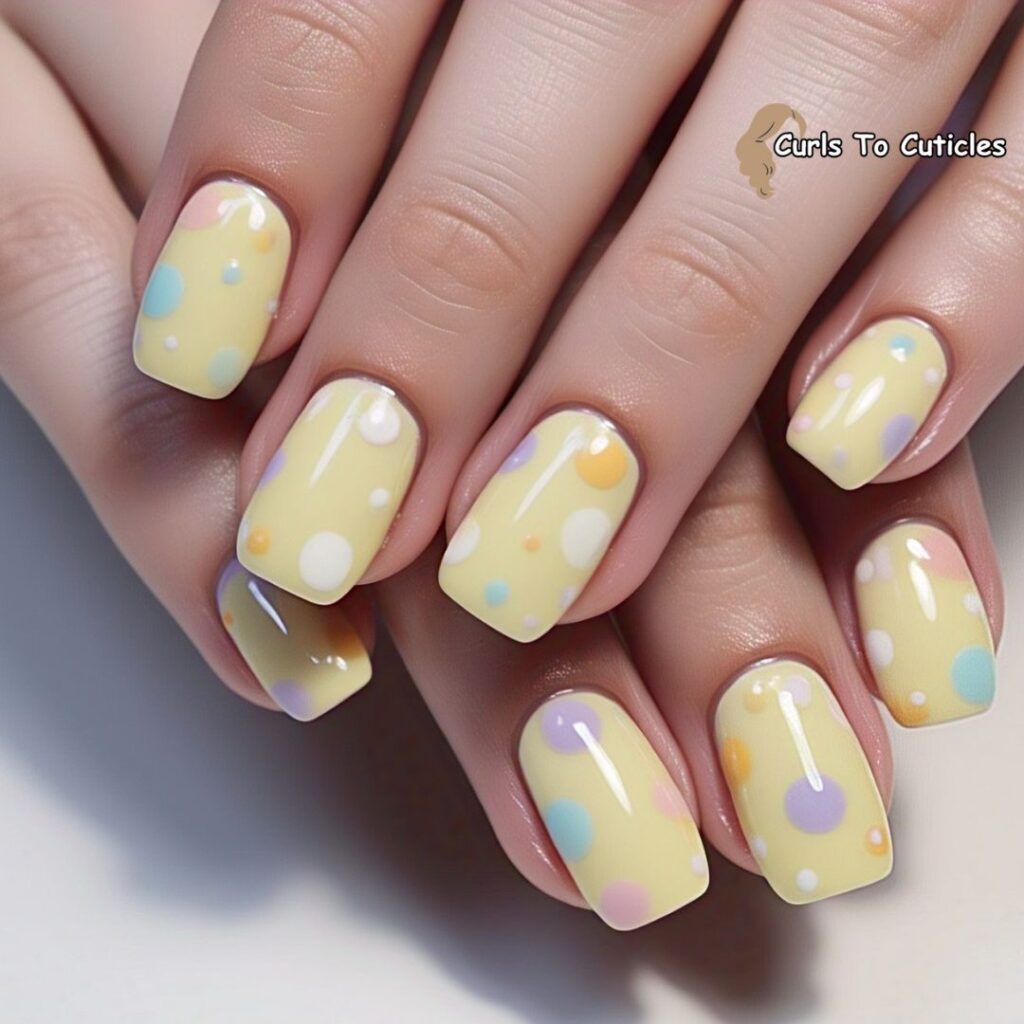 Pastel Polka Dots Spring Nails Design | Version 2