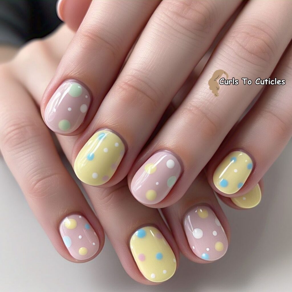 Pastel Polka Dots Spring Nails Design | version 1