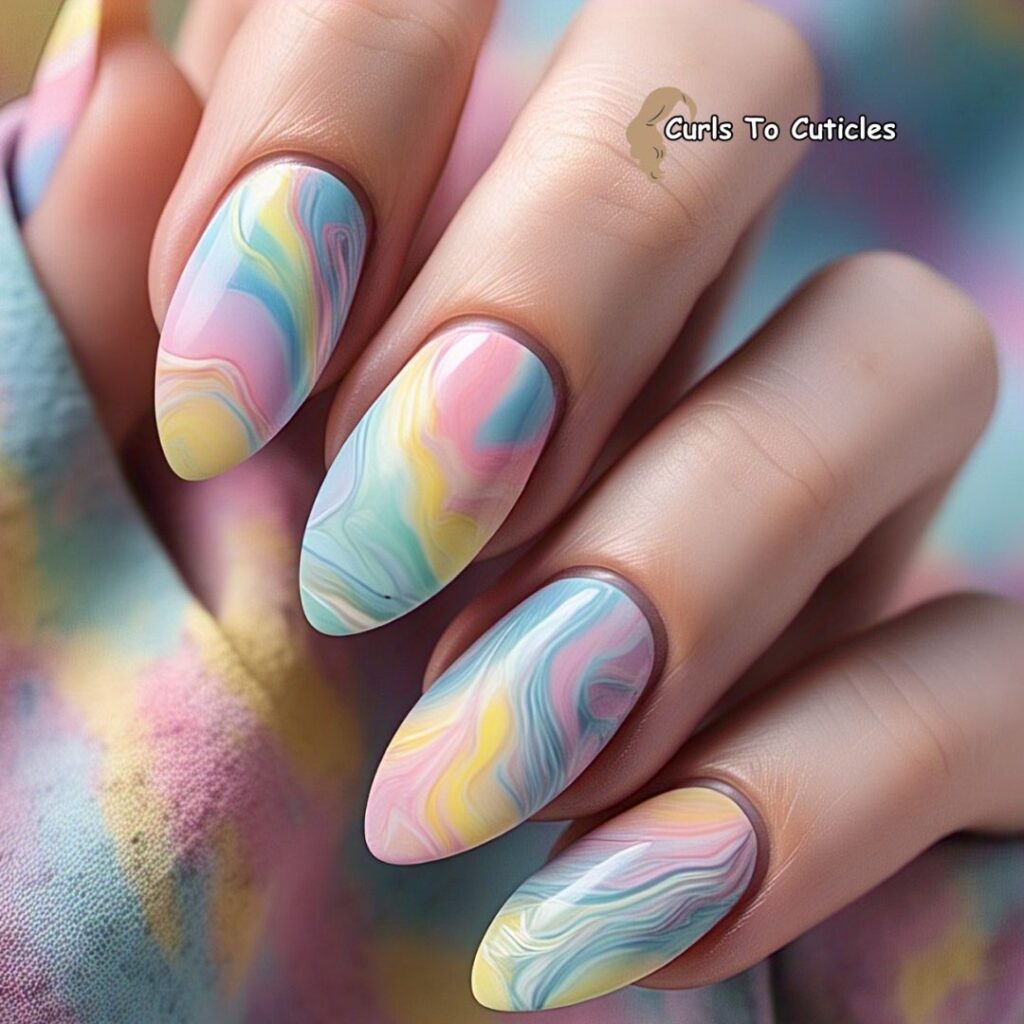 Pastel Tie-Dye Nails Design