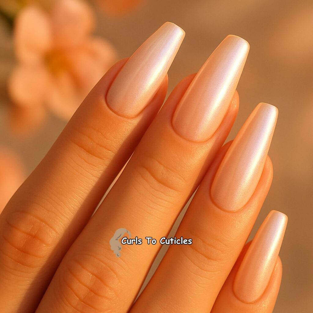 Peachy Pearl Glaze Donut Nails Design