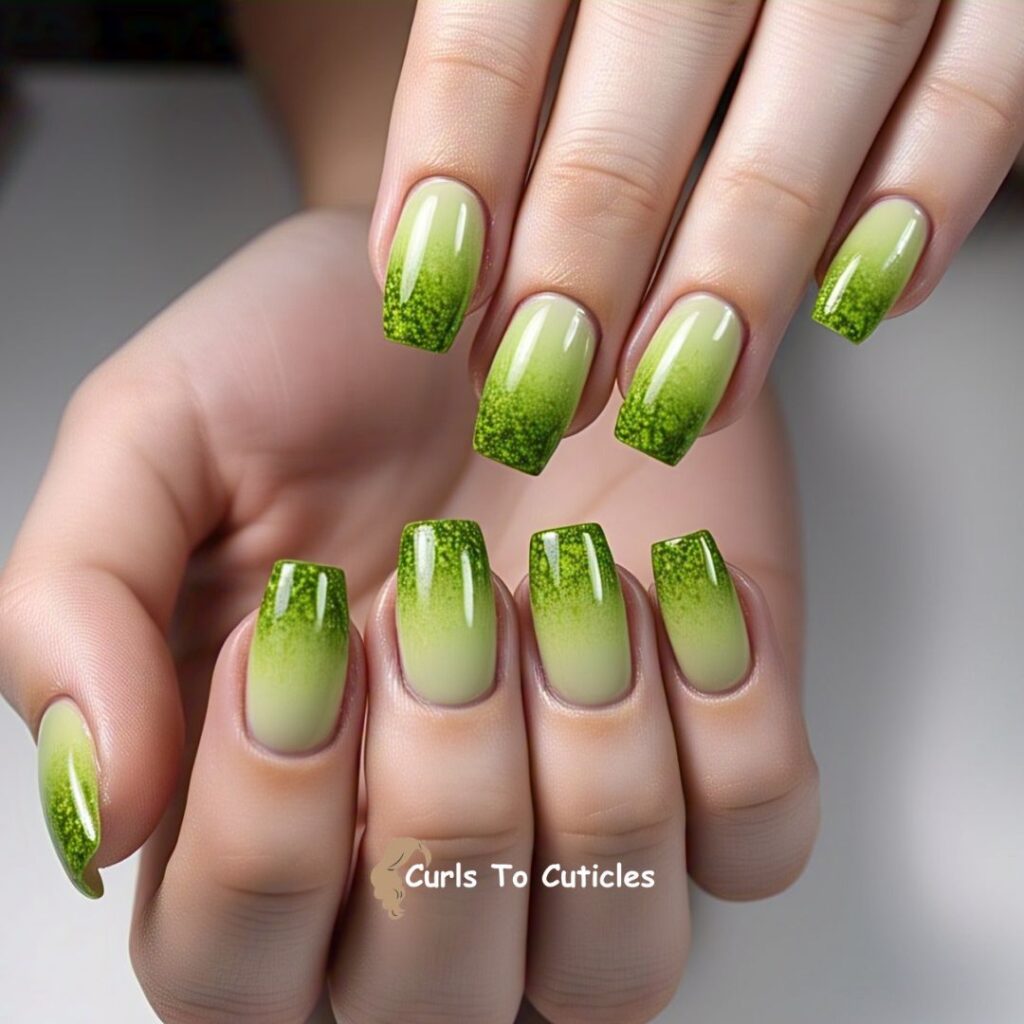 Peridot Gradient Nails Peridot inspired nail design