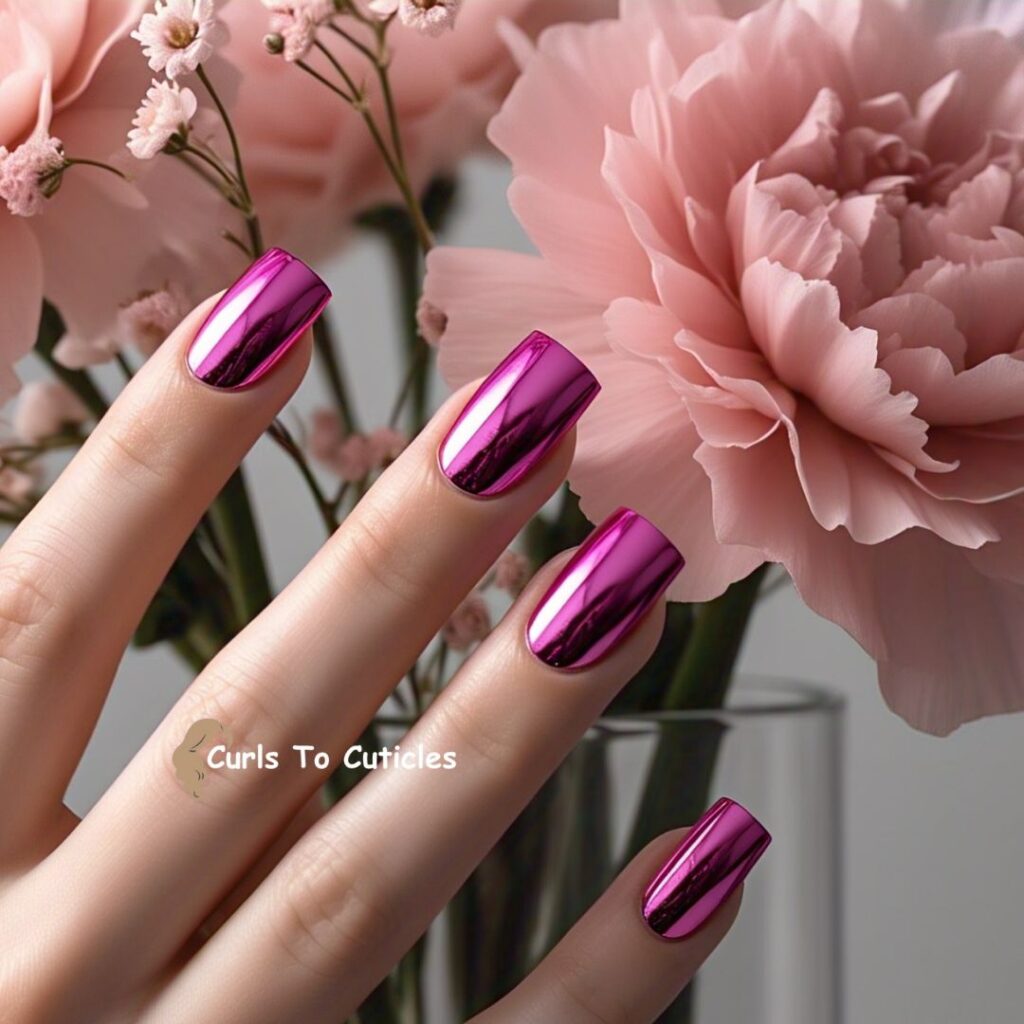 Pink Chrome trendy nails