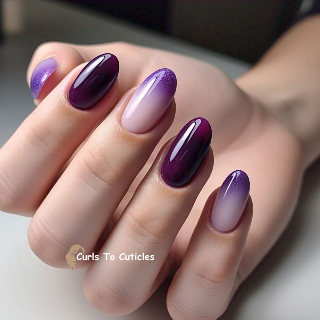 Purple Gradient Amethyst inspired nail design