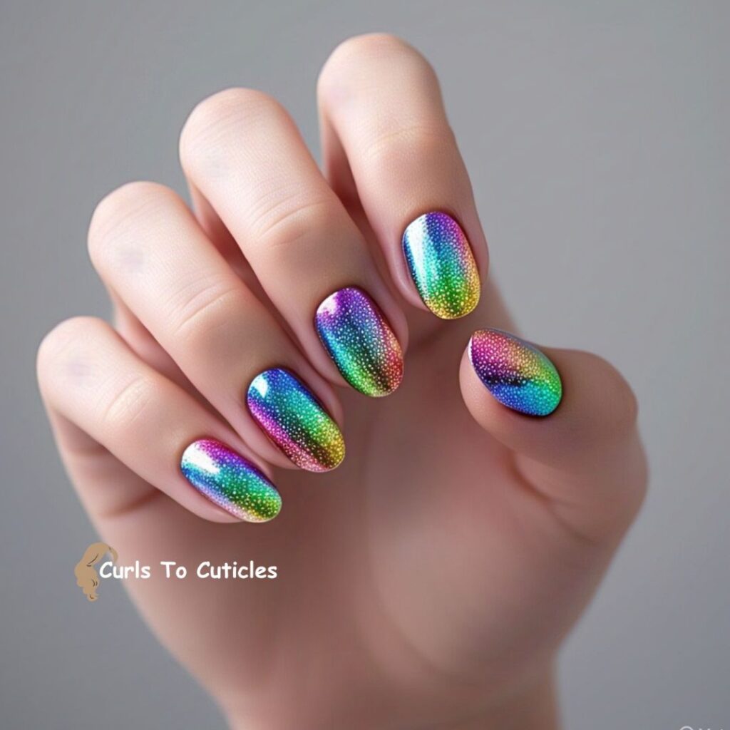 Rainbow Chrome trendy nails