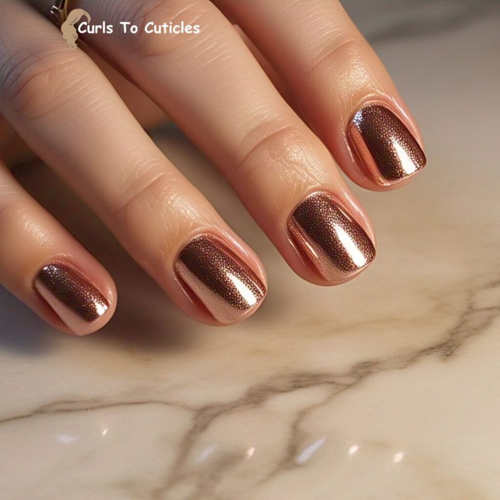 Rose Gold Chrome trendy nails