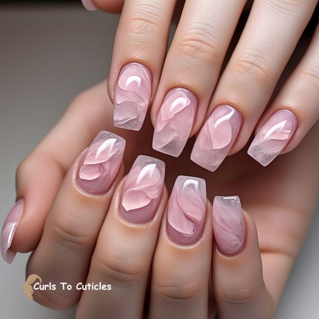 Rose Quartz-Inspired Wedding Nail Design