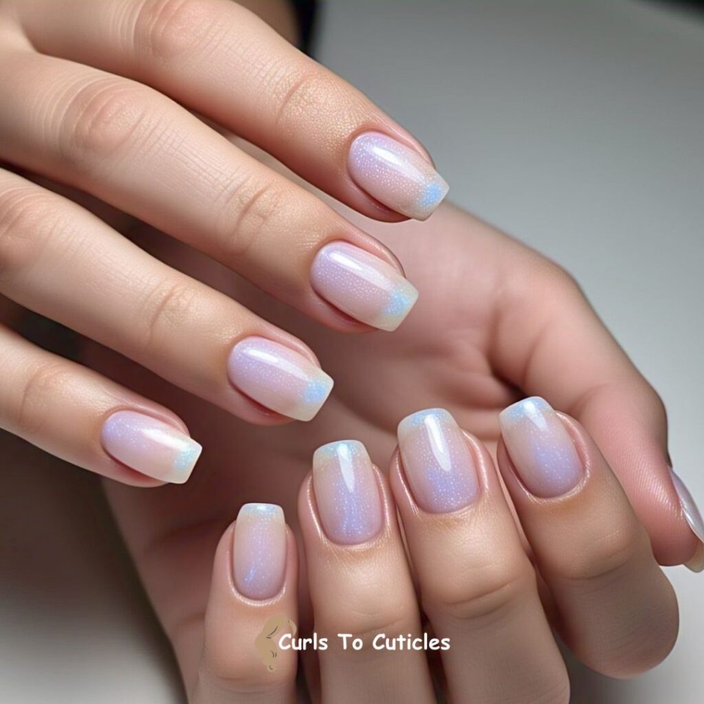 Subtle Opal French Opal inspired nail design
