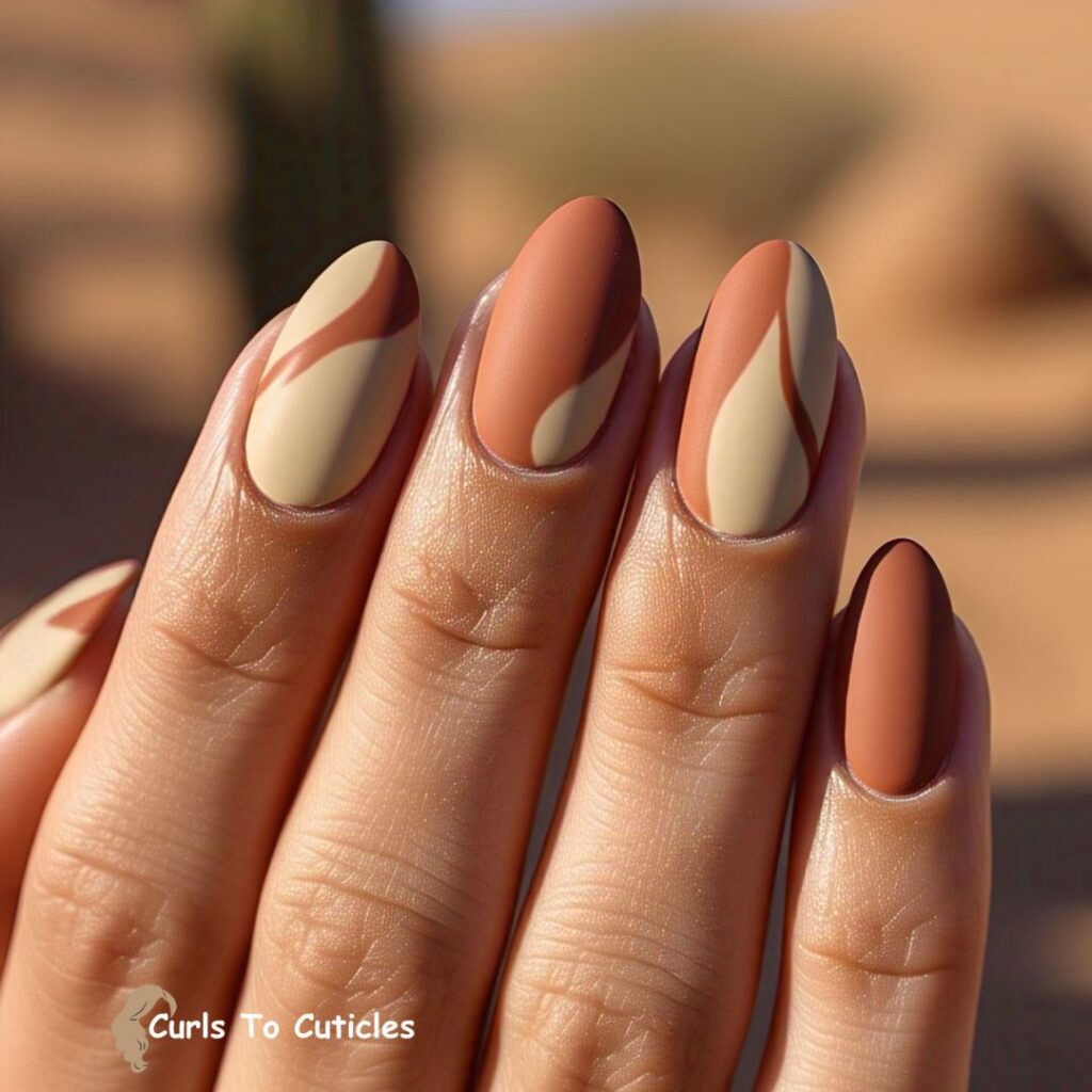 Terracotta & Cream Palette Wedding Nail Design