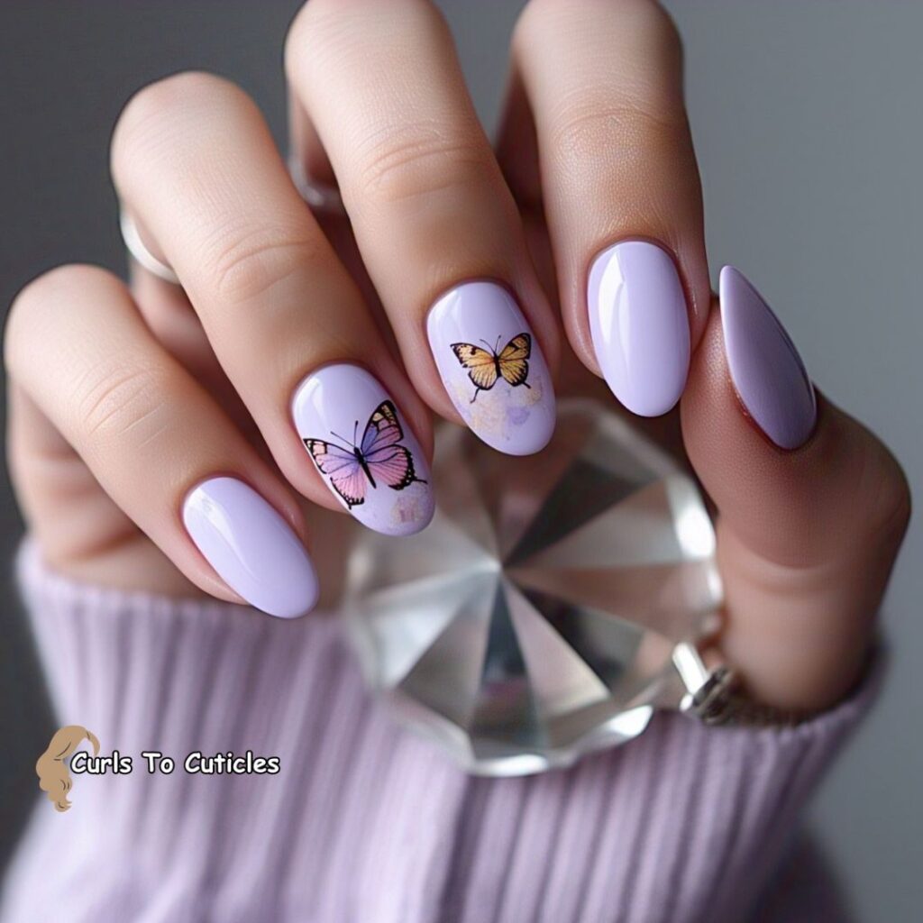 Tiny butterflies spring nail designs