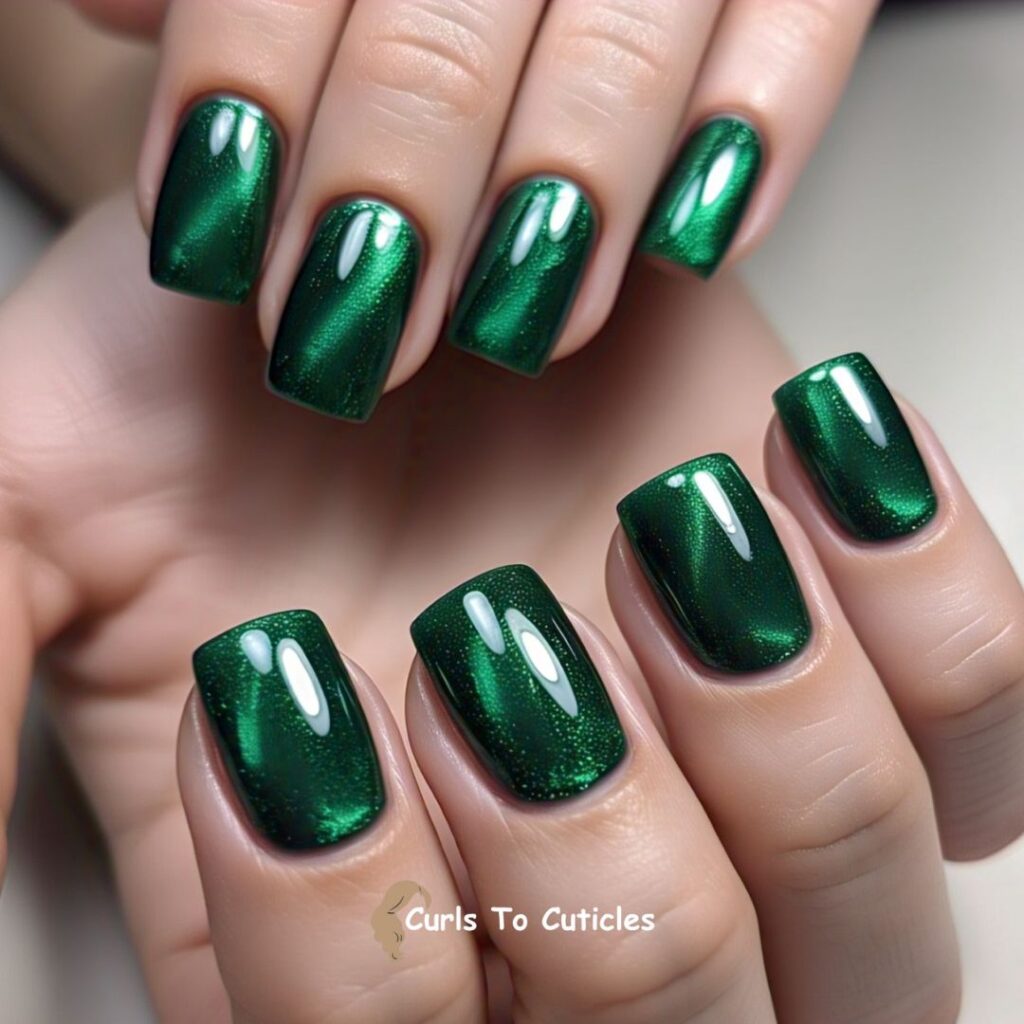 Transparent Emerald Wash emerald inspired nail design