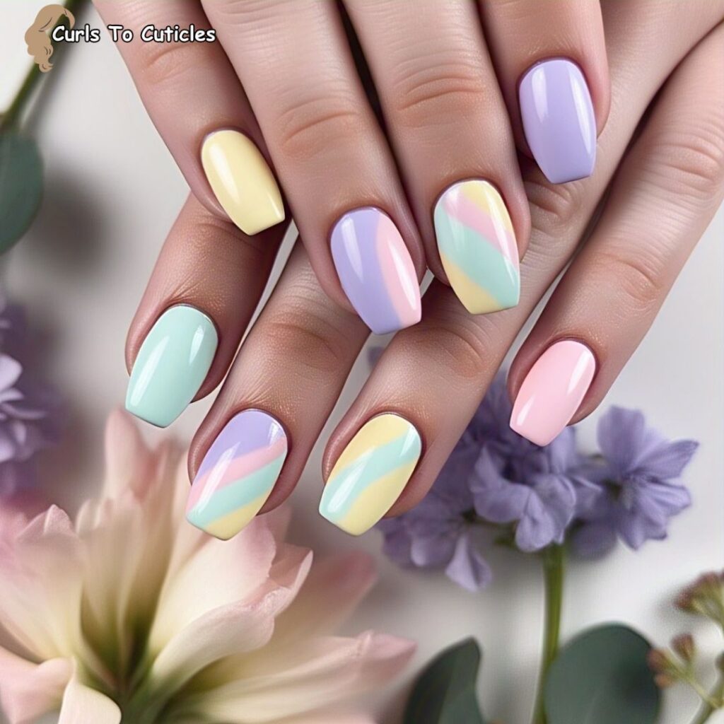 Two-Tone Pastel Spring Nails Design
