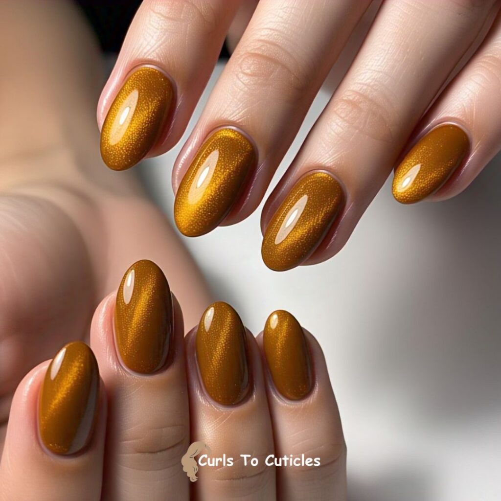 Warm Golden Base Topaz inspired nail design