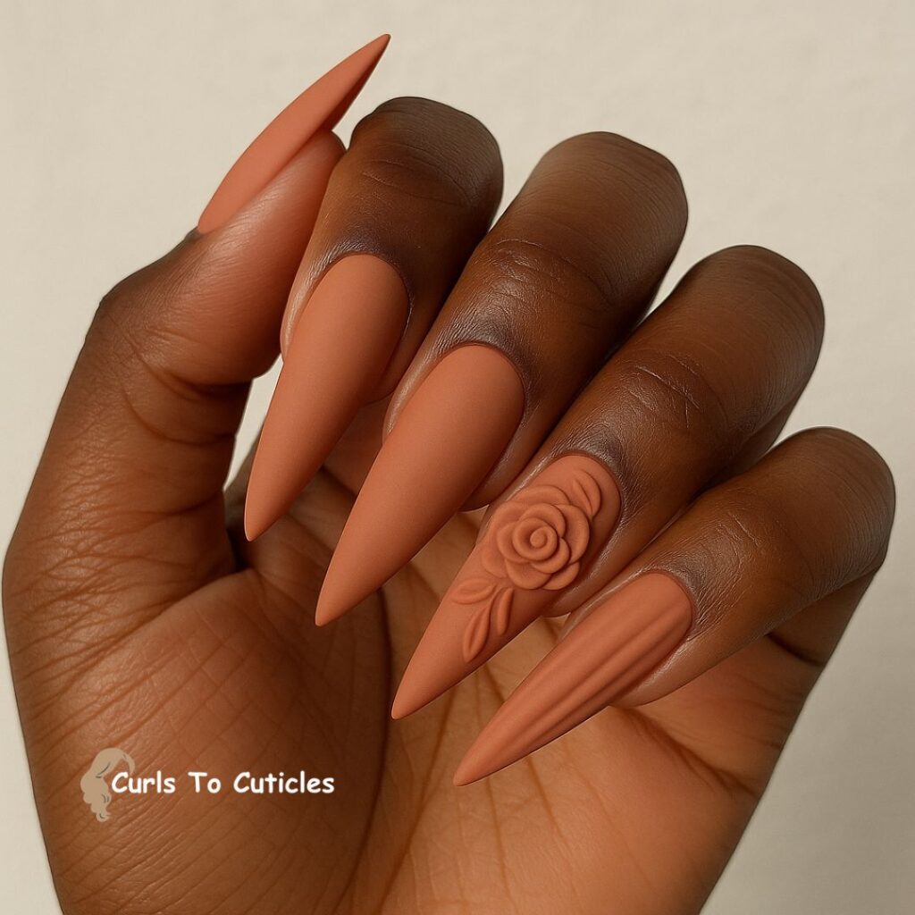 Warm Terracotta nude nail design