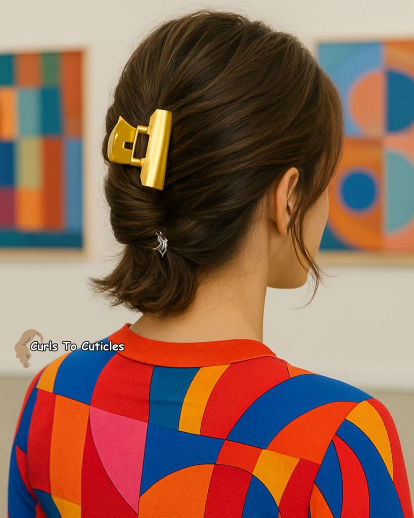 Asymmetrical Updo Claw Clip Hairstyle