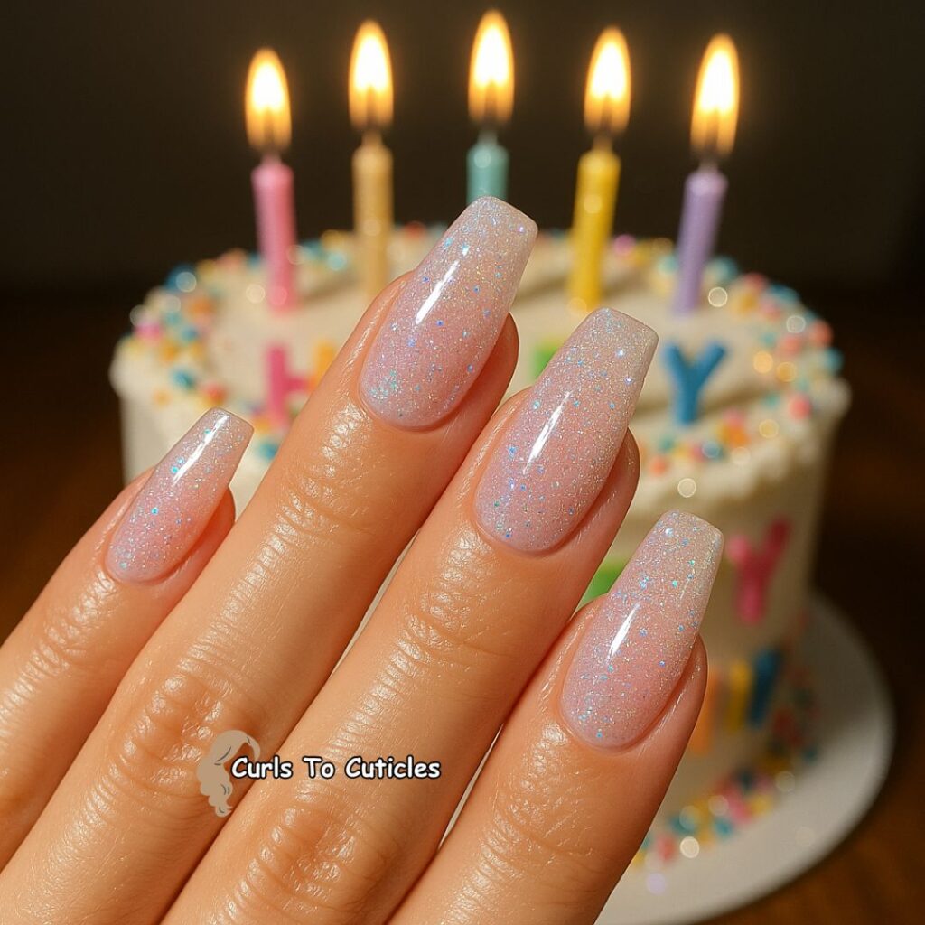 Birthday Sparkle Glazed Donut Nails Design