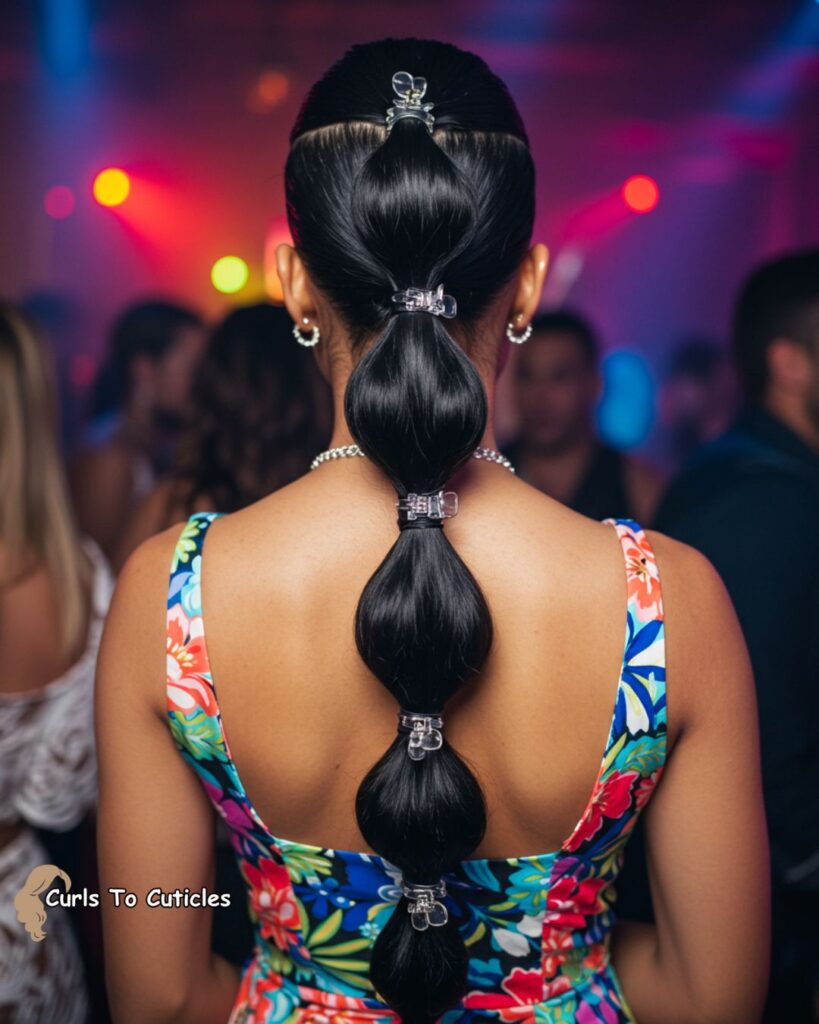 Bubble Ponytail Claw Clip Hairstyle