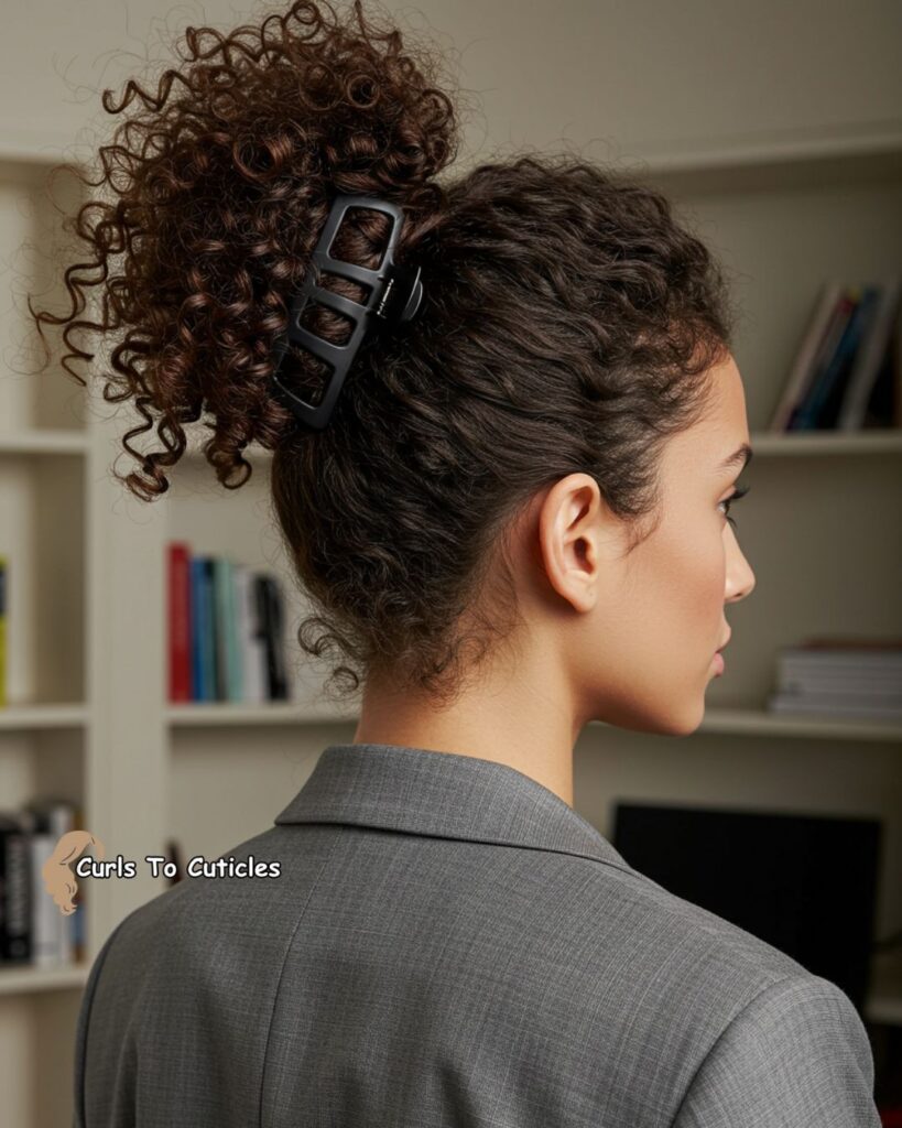 Curly hair Clean Updo Chic Claw Clip Hairstyle