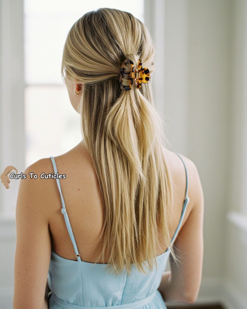 Half-Up, Half-Down Classic Twist Chic Claw Clip Hairstyle