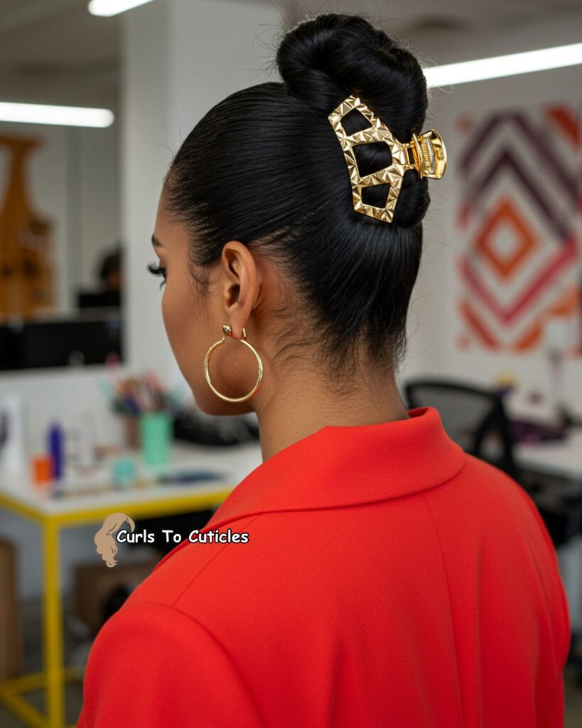 High Bun Chic Claw Clip Hairstyle