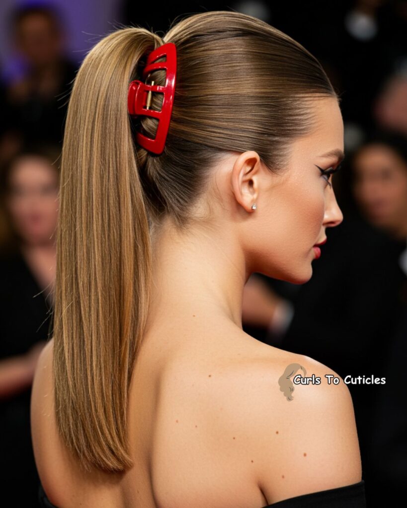 High Ponytail Chic Claw Clip Hairstyle