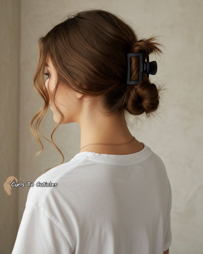 Low Bun Chic Claw Clip Hairstyle