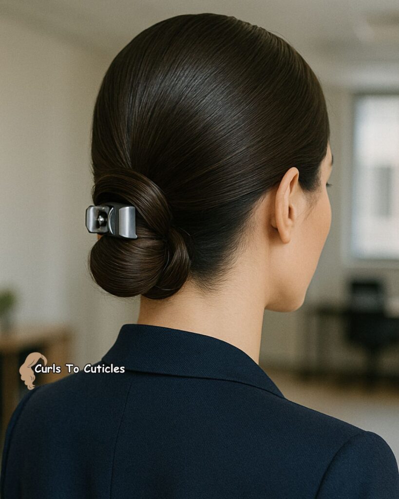 Low Chignon Chic Claw Clip Hairstyle