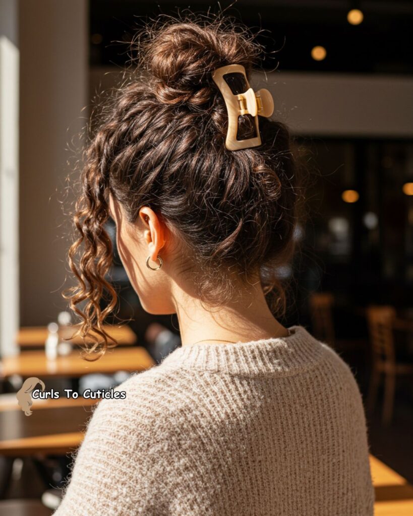Messy High Bun Chic Claw Clip Hairstyle