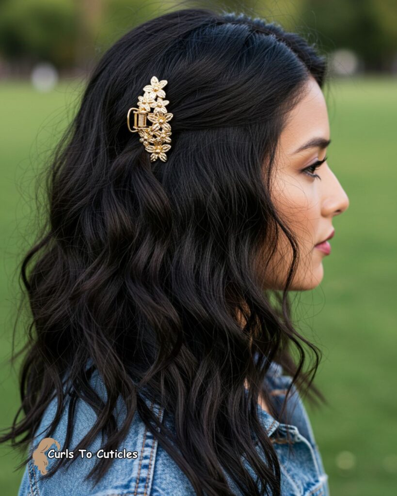 Side-Swept Chic Claw Clip Hairstyle