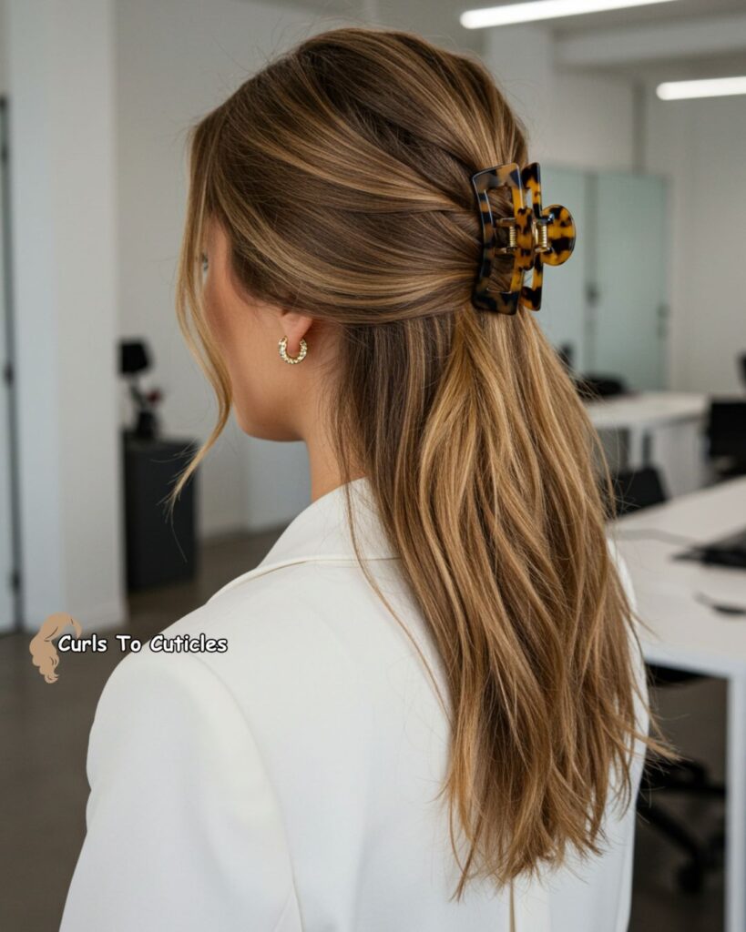Structured Half-Up Chic Claw Clip Hairstyle