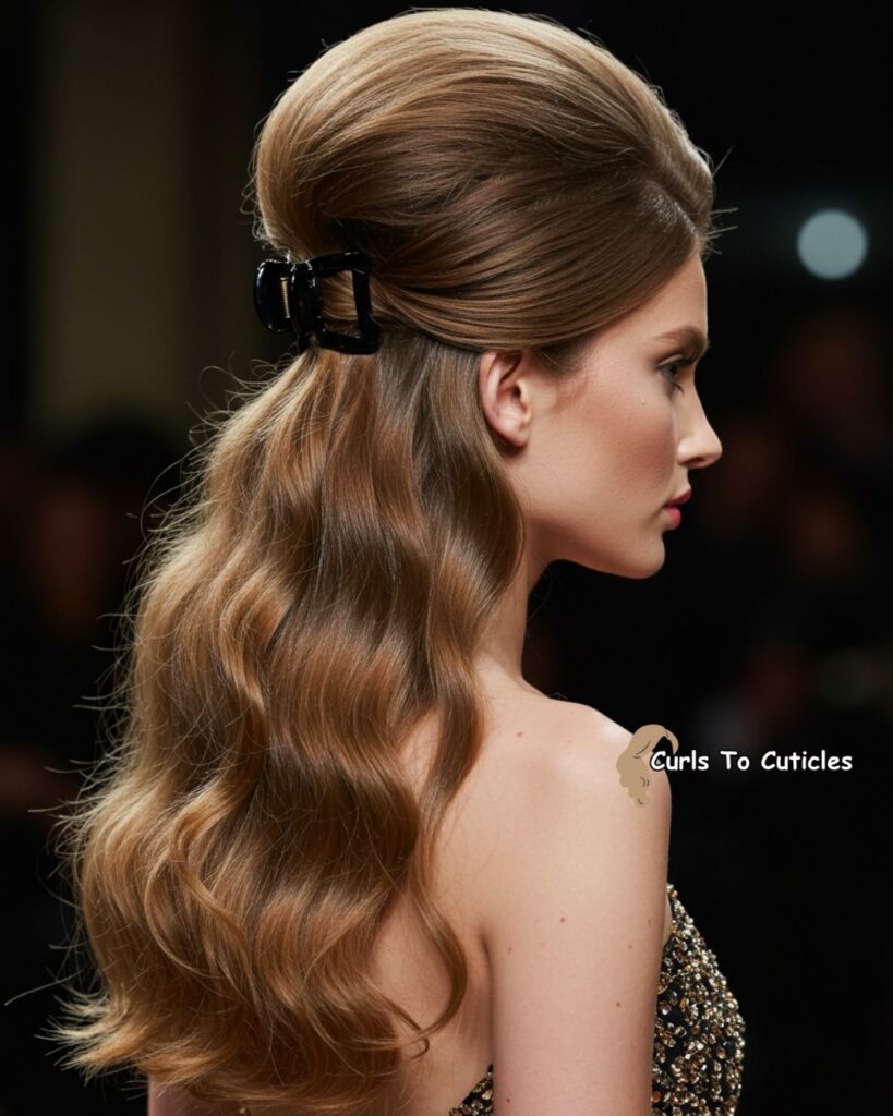 Voluminous Half-Up Chic Claw Clip Hairstyle